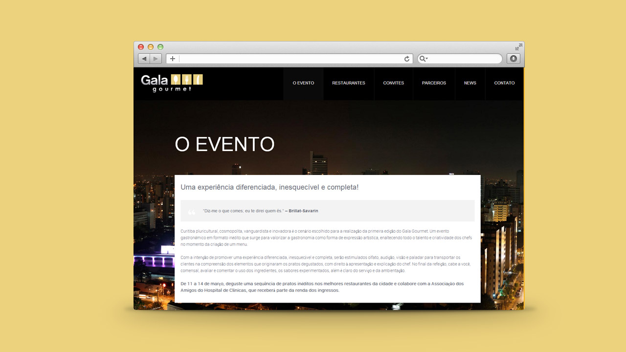 Gala Gourmet Gastronomic Event – Website